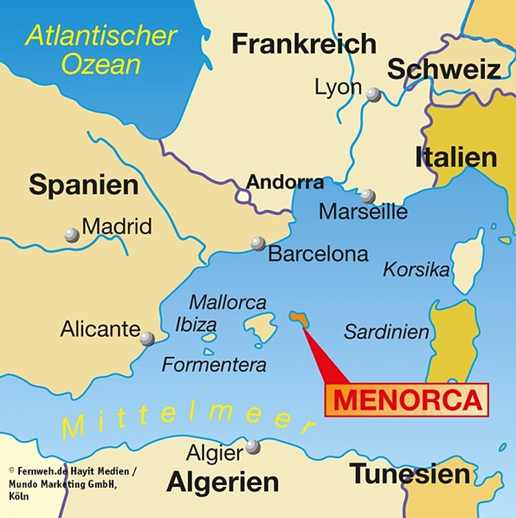 Menorca Lagekarte - copyright Hayit Medien