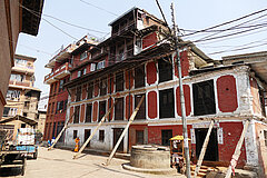 Vom Erdbeben zerstörte Häuser in Nepal